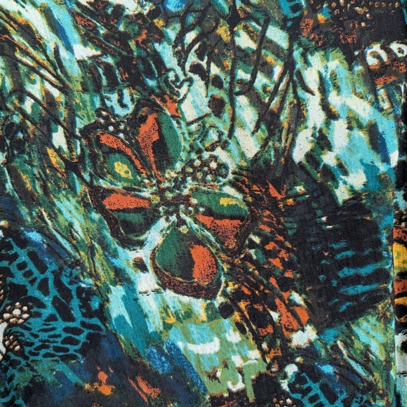 Roman's Size 30 (3XL) Abstract Plant/Floral V-Neck Tunic NWT Button Down - Picture 5 of 13